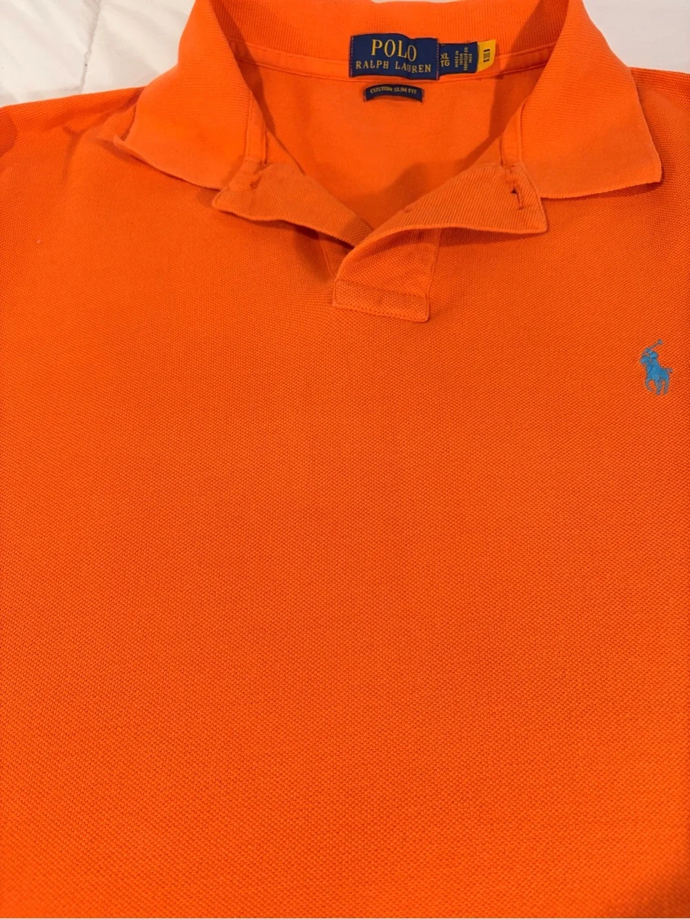 Men’s Polo Ralph Lauren Orange Short Sleeve Piqué Polo Shirt Custom Slim Fit